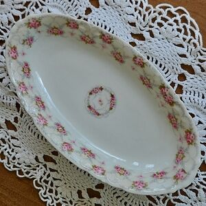Antique M. Redon Porcelain Limoges Oval Serving Bowl
